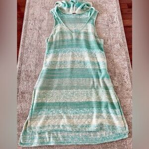 Free People Bali Beach Hooded Knit Dress/Cover-Up Off White/Mint Green XS/S